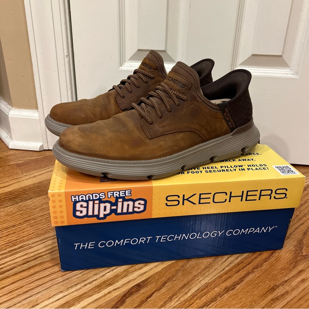 Skechers Slip-ins Garza GERVIN Size 10 Mens Casual Trainers Dark Brown